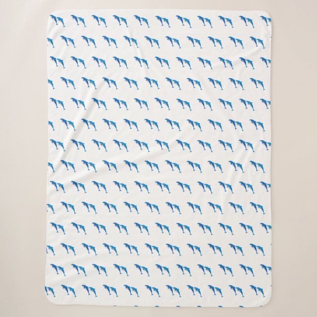 MANTA SHERPA DELFINES GRIS Y AZULES DE VERANO (Anverso)