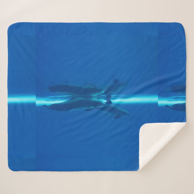 Manta Sherpa Delfines y reflexiones (Anverso (horizontal))