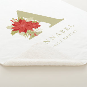 Manta Sherpa Delicate Poinsettias A Initial Christmas Girl Gif