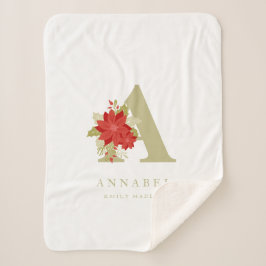 Manta Sherpa Delicate Poinsettias A Initial Christmas Girl Gif