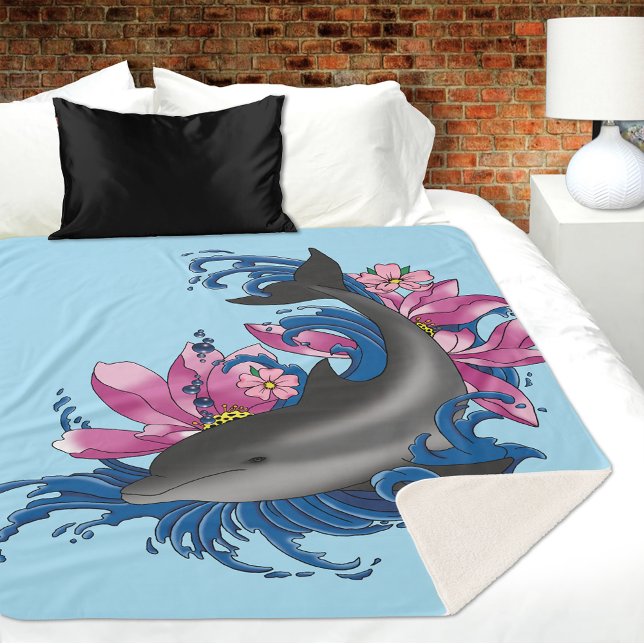 Manta Sherpa Delphin Lotus Flores Flores Flores de cerezo (Subido por el creador)