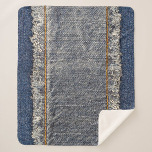 Manta Sherpa Denim Blue Jeans: Parche doble Casual