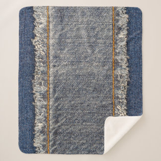 Manta Sherpa Denim Blue Jeans: Parche doble Casual