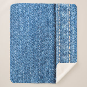 Manta Sherpa Denim Blue: Textura clásica de jeans.