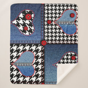 Manta Sherpa Denim Patchwork: Patrón de tela sin costura