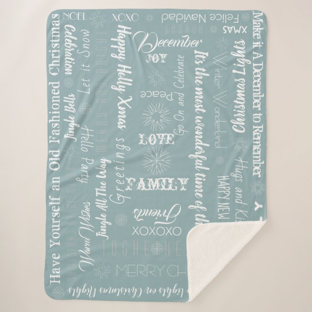 Manta Sherpa Deseos de Navidad Personalizados (Anverso)