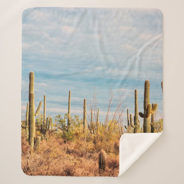 Manta Sherpa Desierto con cactus de Saguaro (Anverso)