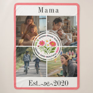 Manta Sherpa Día de la Madre Personalizado con Varias Fotos y F