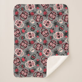 Manta Sherpa Día de las Cránulas Azucareras Muertas, gris