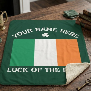 Manta Sherpa Día de San Patricio Bandera de Irlanda Nombre Pers