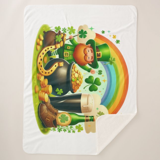 Manta Sherpa Día de San Patricio, bonito y caprichoso (Anverso)