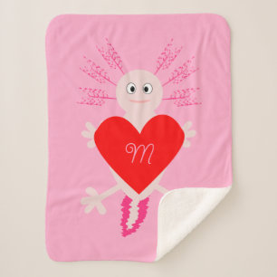 Manta Sherpa Día de San Valentín Amor Corazón Axolotl Personali