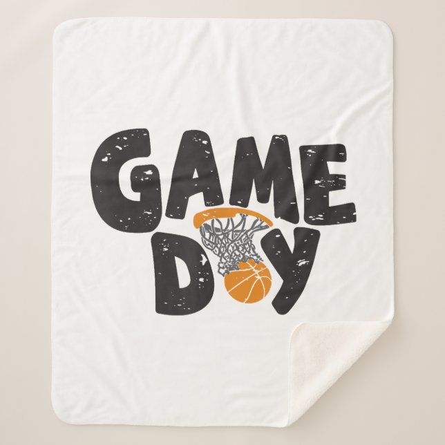 Manta Sherpa Día del Juego Baloncesto Divertido Jóvenes Hombres (Anverso)