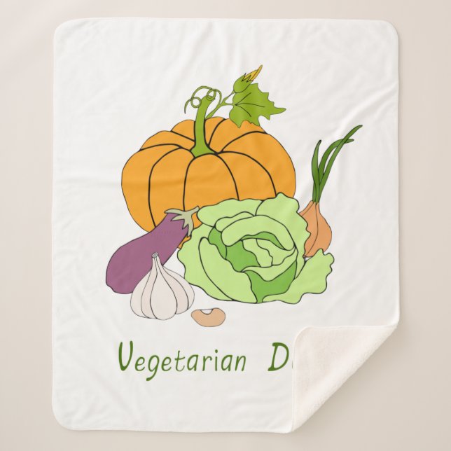 Manta Sherpa Día Mundial de la Vegetariana Minimalista (Anverso)