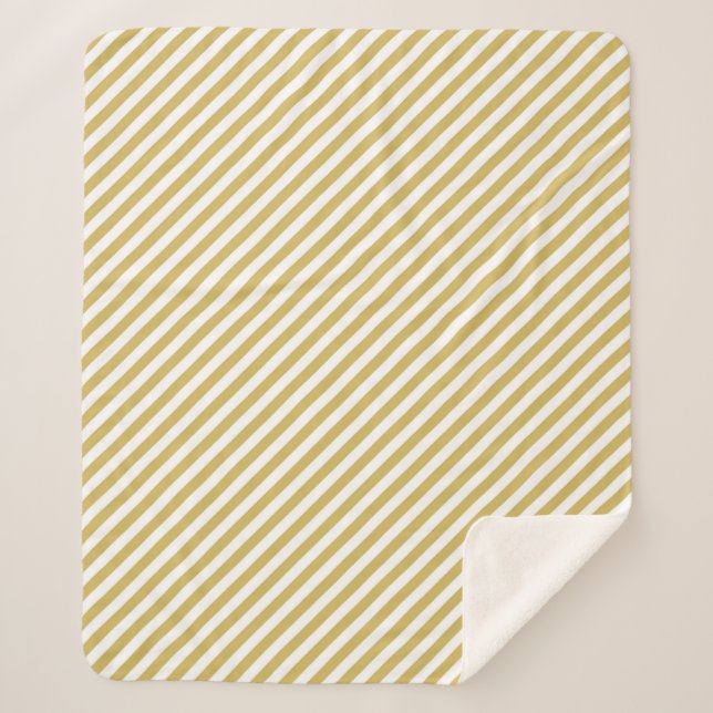 Manta Sherpa Diagonal golden yellow and white stripes pattern (Anverso)
