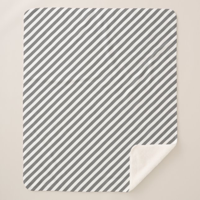 Manta Sherpa Diagonal gray and white stripes pattern (Anverso)