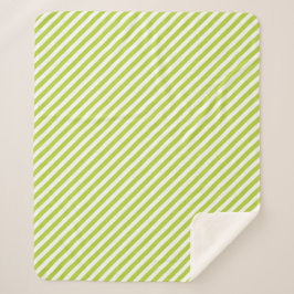 Manta Sherpa Diagonal lime green and white stripes pattern