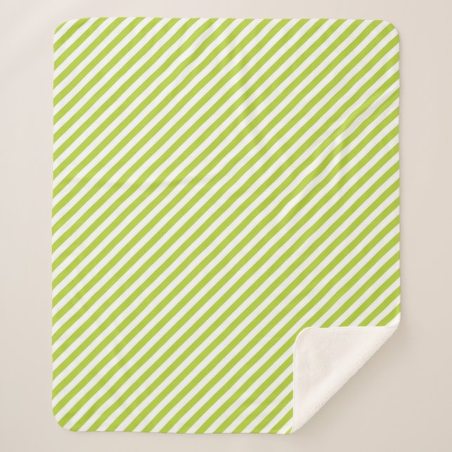 Manta Sherpa Diagonal lime green and white stripes pattern (Anverso)