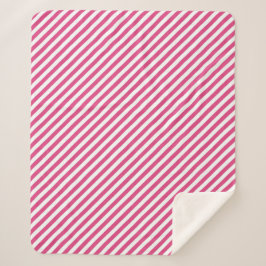 Manta Sherpa Diagonal pink and white stripes pattern
