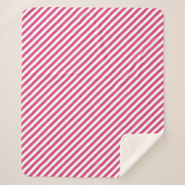 Manta Sherpa Diagonal pink and white stripes pattern (Anverso)