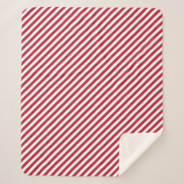 Manta Sherpa Diagonal red and white stripes pattern