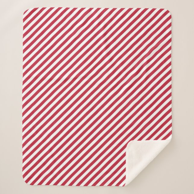 Manta Sherpa Diagonal red and white stripes pattern (Anverso)