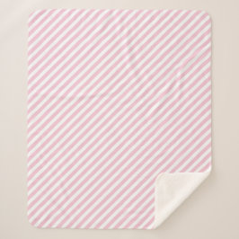 Manta Sherpa Diagonal white and pink stripes pattern