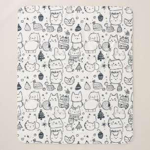 Manta Sherpa Dibujo adorable de Navidad de invierno (1)