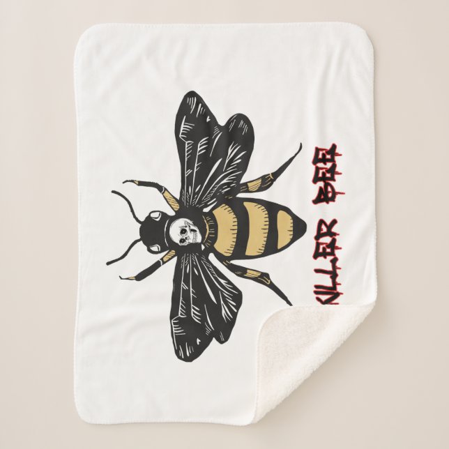 Manta Sherpa Dibujo de abejas asesinas (Anverso)