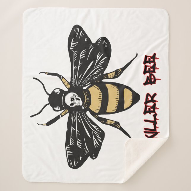 Manta Sherpa Dibujo de abejas asesinas (Anverso)