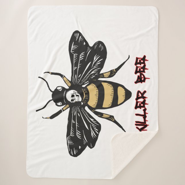 Manta Sherpa Dibujo de abejas asesinas (Anverso)