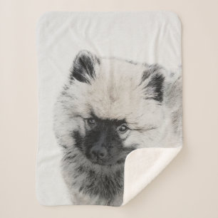 Manta Sherpa Dibujo de cachorros de Keeshond - Arte de perros o