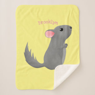 Manta Sherpa Dibujo de chinchilla gris lindo en estilo cartoon