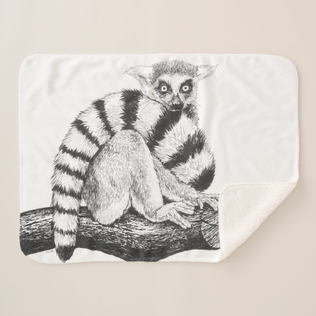 Manta Sherpa Dibujo de Lemur (Anverso (horizontal))