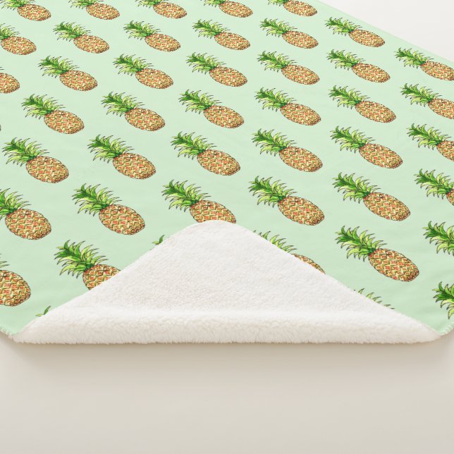 Manta Sherpa dibujo de piña acuarela (3/4)