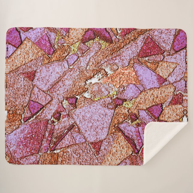 Manta Sherpa Dibujo de roca volcánica rosa lila (Anverso (horizontal))