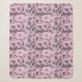 Manta Sherpa Dibujo de rosas rosadas Sherpa Blanket