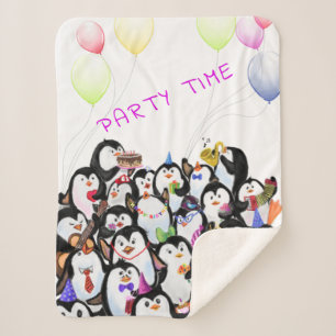 Manta Sherpa Dibujo del Personalizado del Fiesta de los pingüi