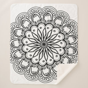 Manta Sherpa Dibujo manual de flores mandala