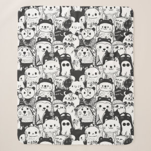 Manta Sherpa Dibujo Patrón de Animal Kawaii Adorable (1)