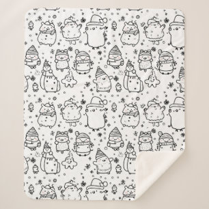 Manta Sherpa Dibujo Patrón Navideño de Invierno Adorable (5)