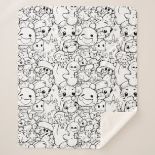 Manta Sherpa Dibujos adorables de Kawaii (1)