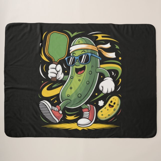 Manta Sherpa Dill pickle jugando pickleball (Anverso (horizontal))