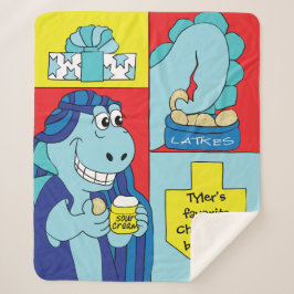 Manta Sherpa Dinosaur Hanukkah Sherpa Blanket/Medium