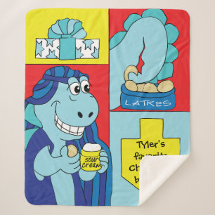 Manta Sherpa Dinosaur Hanukkah Sherpa Blanket/Medium