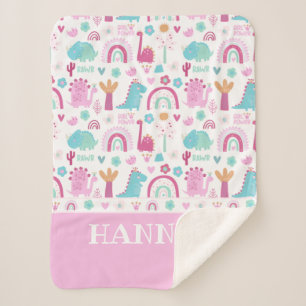Manta Sherpa Dinosaurio de poder Chica personalizado