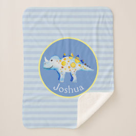 Manta Sherpa Dinosaurios de color azul y niños con nombre