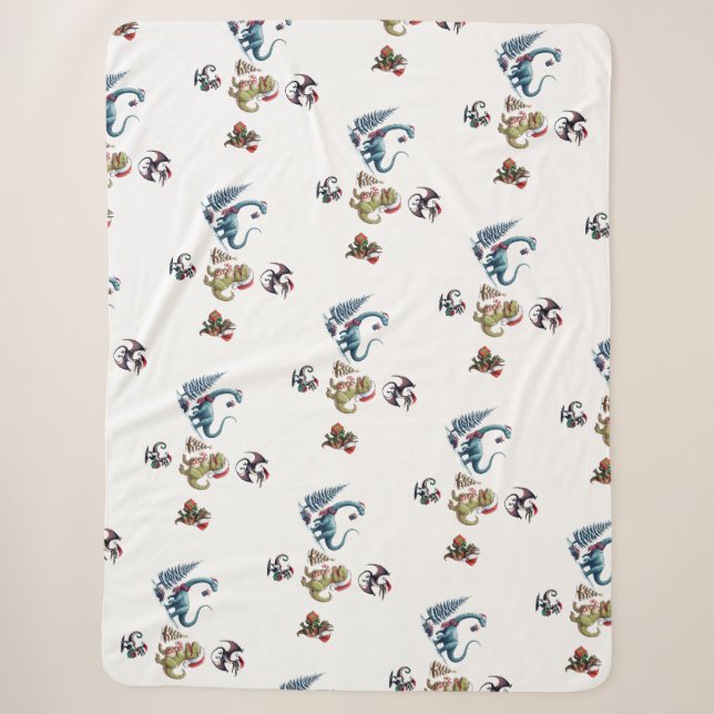 Manta Sherpa Dinosaurios de Navidades Cutes (Anverso)