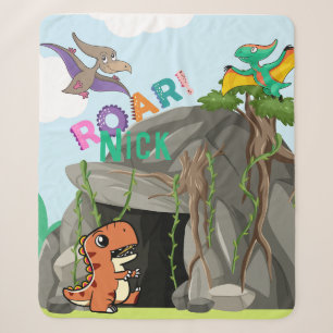 Manta Sherpa Dinosaurios y amigos personalizados