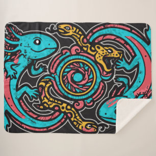 Manta Sherpa Dios Azteca Xolotl Luchando Arte Tribal de Batalla